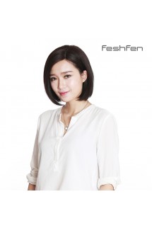 FESHFEN真人發假發女短直發明星同款斜劉海bobo頭偏分斜分假發套 FESHFEN真人發假發女短直發明星同款斜劉海bobo頭偏分斜分假發套